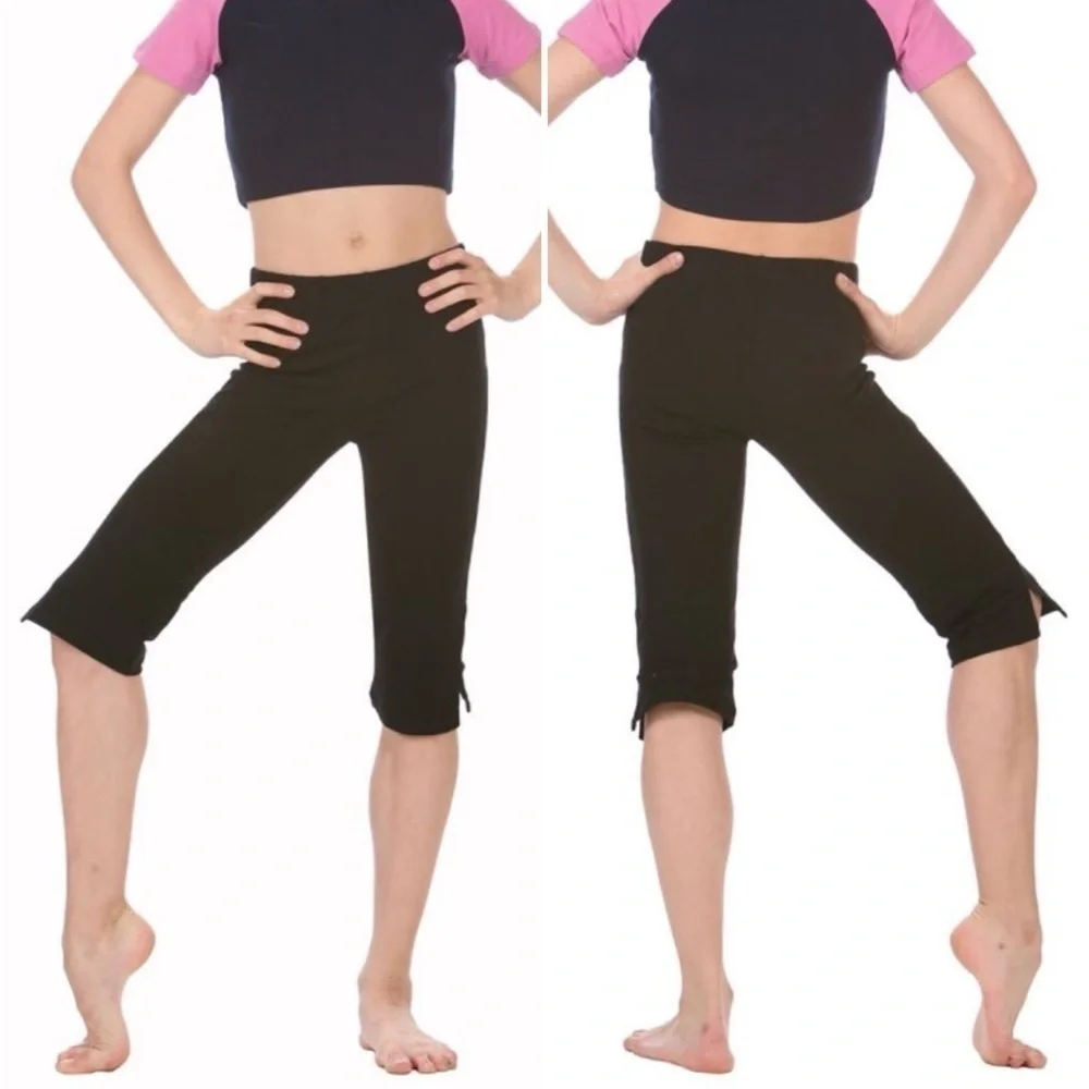 Sansha Crop Dance Pants Size 10 + Capezio Footed Tights Suntan & Pink New NWT